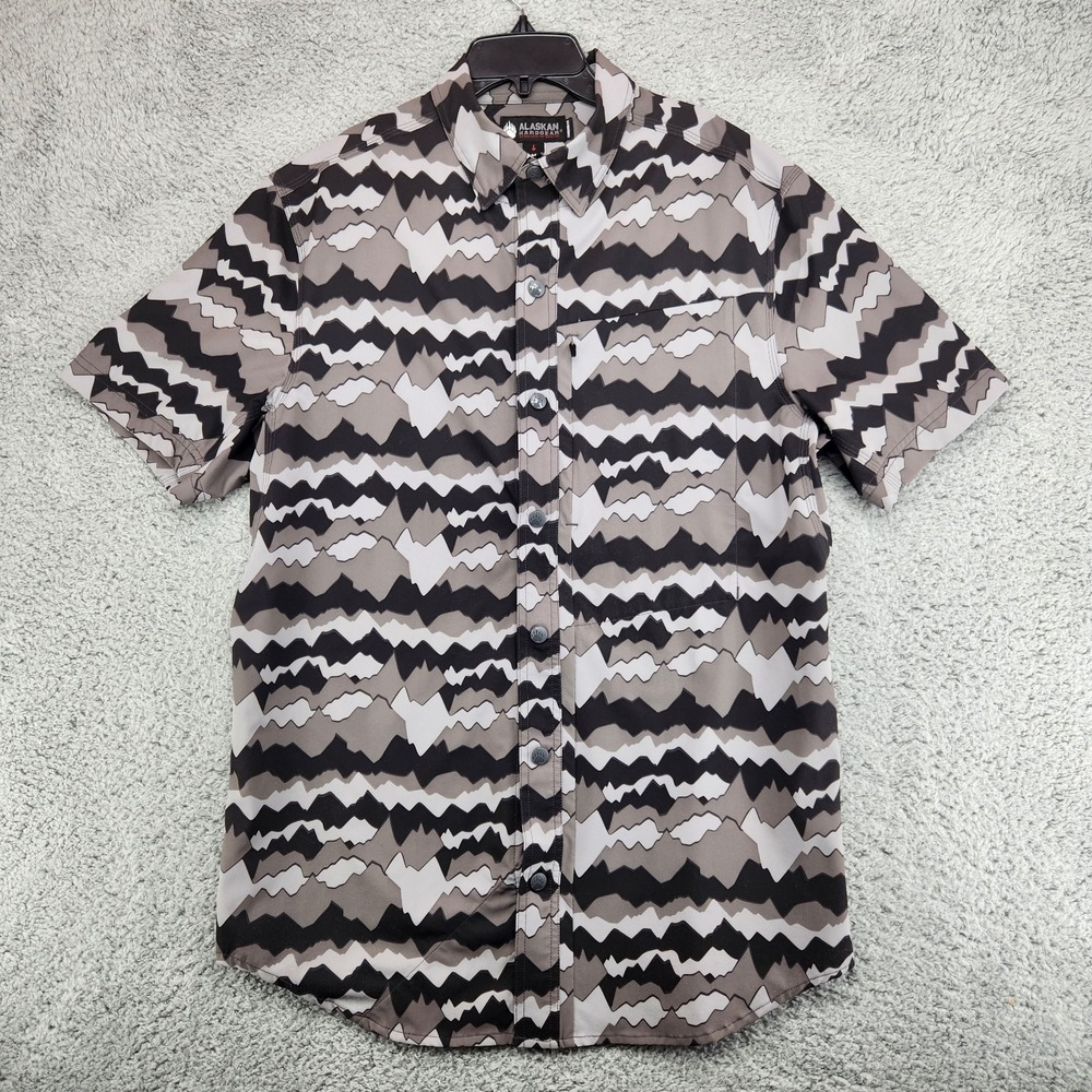 Alaskan Hardgear Shirt Mens M Black Gray Camo Snap Button Duluth Trading Co
